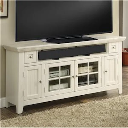 62" TV Console with Four Doors and Sound Bar Shelf
